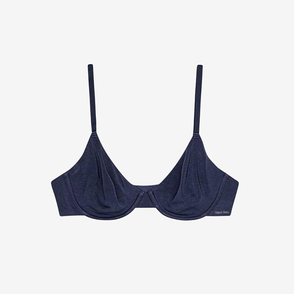Organic Basics Core Unlined Demi Bra — 30C (Navy) | NWOT